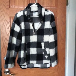 Buffalo Plaid Half Zip Sherpa
